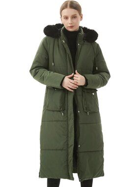 Women's Army Green Waterproof Warm Windproof Overcoat Long Winter Puffer Coat